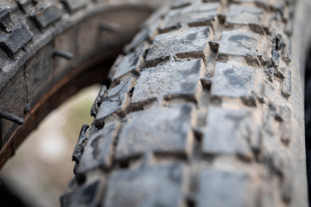 Motorcycle tire treads, worn out and trash