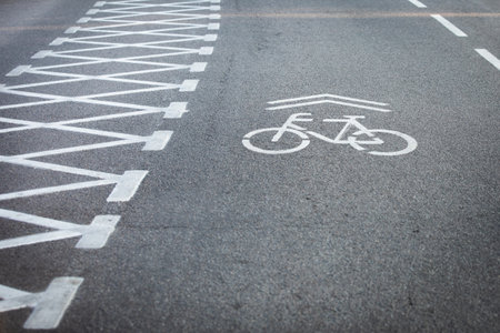 Asphalt road for cyclists. Traffic rules and safety