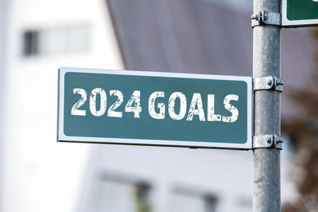 2024 Goals Concept. Road sign with text