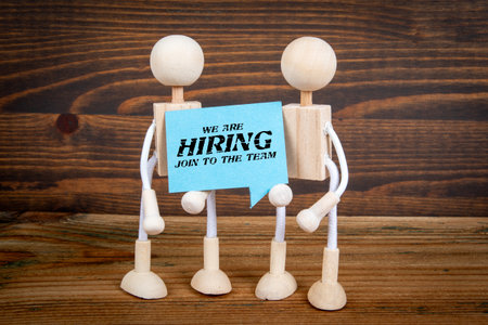 We are hiring join to the team. Blue speech bubble with textの写真素材