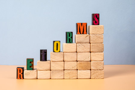 Wooden blocks and the alphabet. Development conceptの写真素材