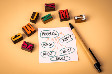 Problem Concept. Note sheet with text. Question chartの写真素材