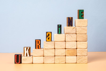 Wooden blocks and the alphabet. Development conceptの写真素材