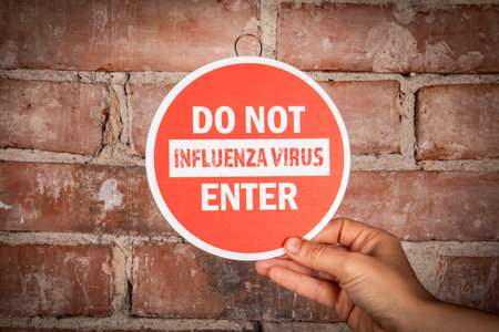 Do Not Enter Influenza Virus Warning Sign On Brick Wall