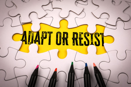 Adapt or Resist Concept with Yellow Puzzle Piece and Colored Pencils