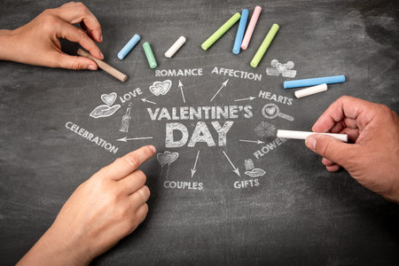 Valentines Day Concept. Concept. Illustration with Icons and Keywordsの写真素材