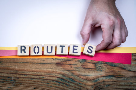 ROUTES Transport And Movement Concept Shown With Wooden Letter Blocks