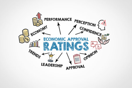 Economic Approval Ratings Concept. Illustration with Icons Keywords and Arrows