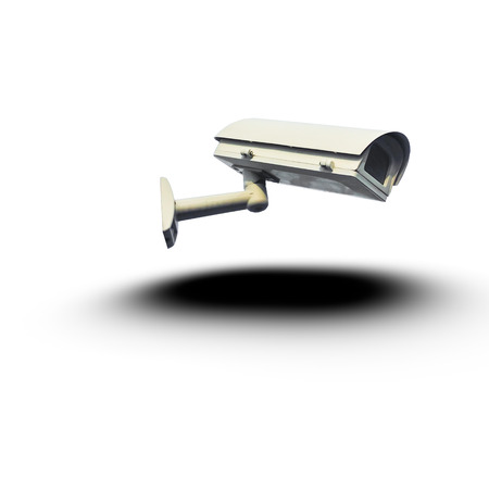 surveillance camera isolated on white backgroundの写真素材