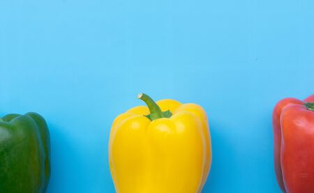 Summer of sweet bell pepper on blue backgroundの写真素材