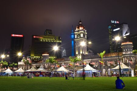 Kuala Lumpur, Malaysia-March 19: Merdeka Square or Dataran Merdeka at night with the Sky and Twin...