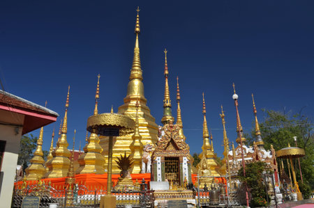 Baantak Golden pagoda Thailandの写真素材