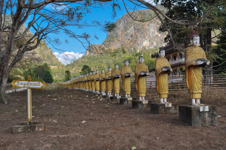 Monk statues in Myanmarの写真素材