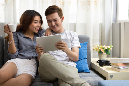 Young Asian happy couple togetherの写真素材