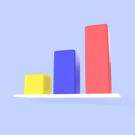 Column chart icon for planing or searching realistic money finance symbols 3d render, online statistics banking payment and investment concept.の写真素材