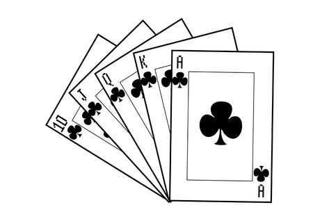 poker cards. royal flush on black background