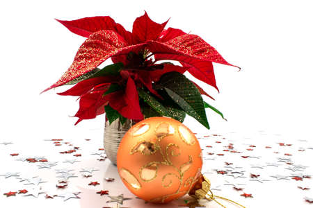 Christmas ball isolated on whiteの写真素材