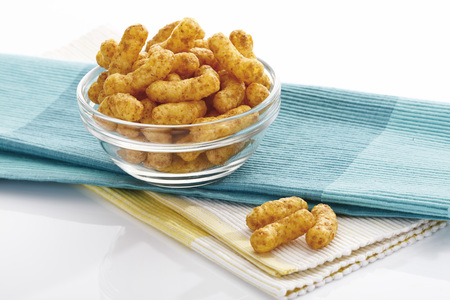 Peanut Puffs in Glass Bowlの写真素材