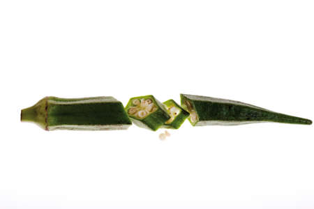 Okra siliques, close-upの写真素材