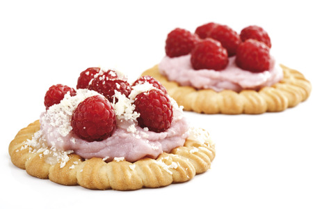 Raspberry tartlets, close-upの写真素材