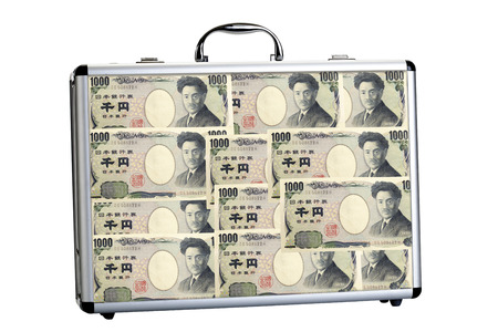 Suitcase filled with one thousand yen notes