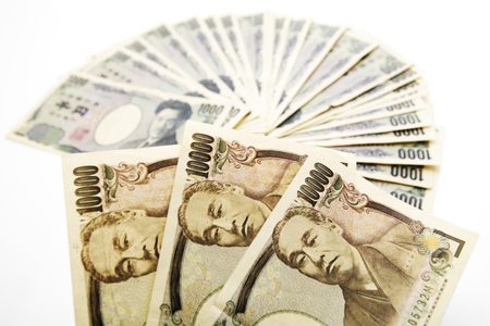 Japanese currency: ten thousand and one thousand yen banknotesの写真素材