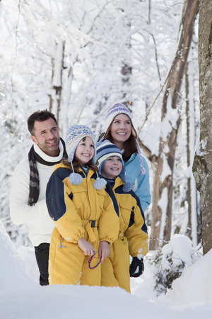 Germany, Bavaria, Family in winter clothes, portraitの写真素材