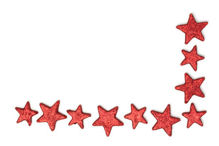 Christmas, red stars as frame, isolated on white background