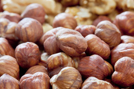 Peeled hazelnuts, close up