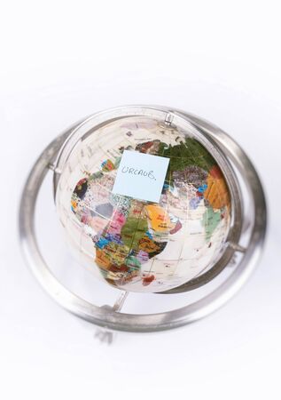 Globe, sticky note holidayの写真素材