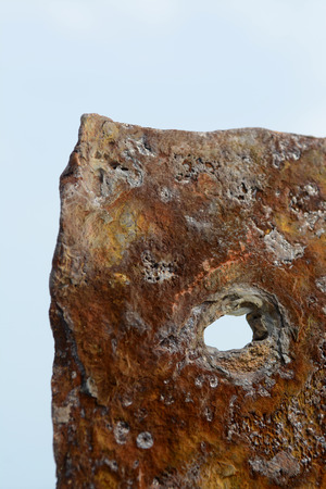 Germany, Schleswig-Holstein, Heligoland, old jetty, old stone with holeの写真素材