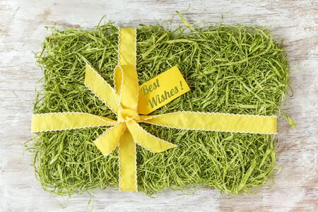 Eastern, artificial grass, present with yellow ribbonの写真素材