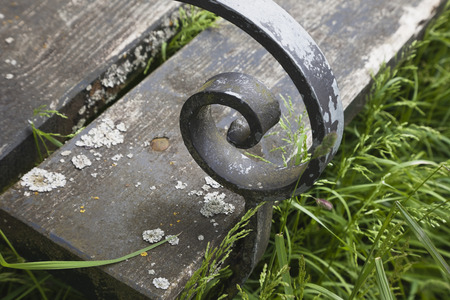 Old wooden bench, arm restの写真素材