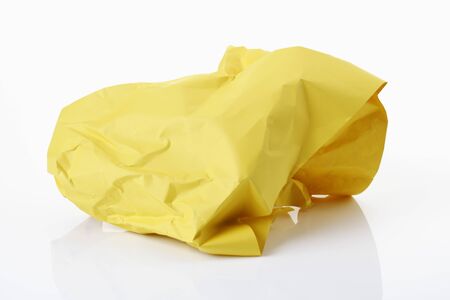 Crumpled yellow paperの写真素材