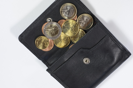Purse with euro coinsの写真素材
