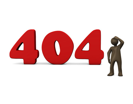 404 Error. 3d illustration with black cartoon character