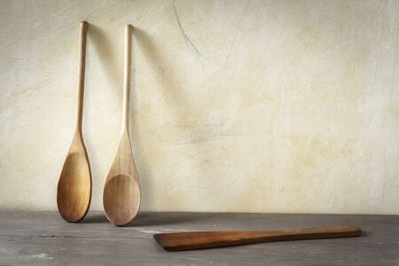 Old wooden cooking spoons