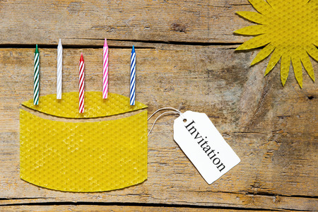 Beeswax cake, invitation cardの写真素材