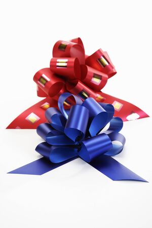 Blue and red ribbonの写真素材