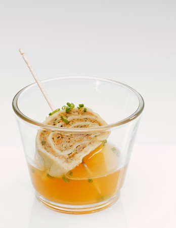 Typical swabian Maultaschen soup, close-upの写真素材