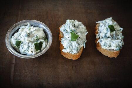 Baguette with ramson curdの写真素材