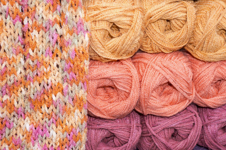 Stacked balls of colorful wools