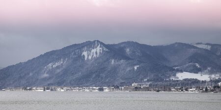 Lake Tegernsee, cloudy atmosphere, Upper Bavaria, Germanyの写真素材