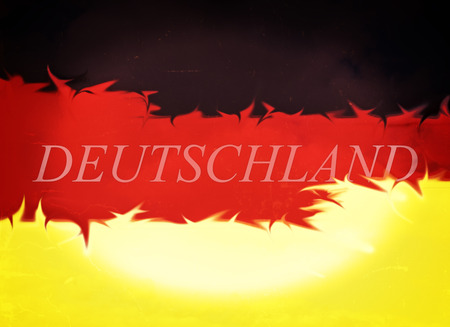 Germany Flag with sun in background, text Deutschlandの写真素材
