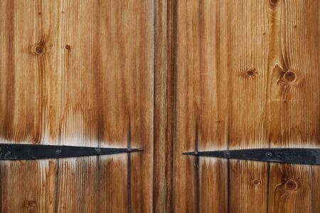 Wooden wall, door mountingの写真素材