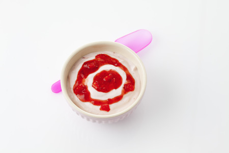 Bowl with strawberry curdの写真素材