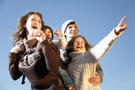 Family having fun and smilingの写真素材