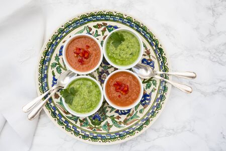 Red and green gazpachoの写真素材