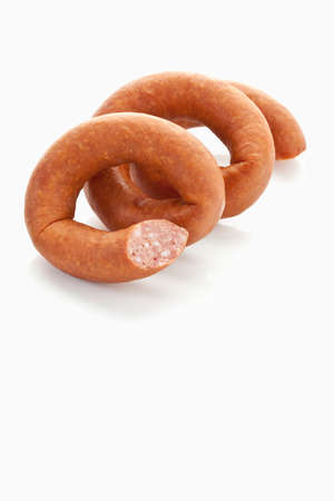 Pork sausage on white の写真素材