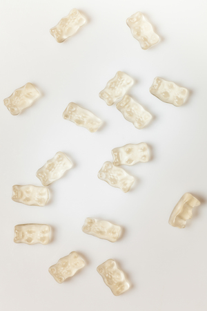 White gummy bears, white backgroundの写真素材